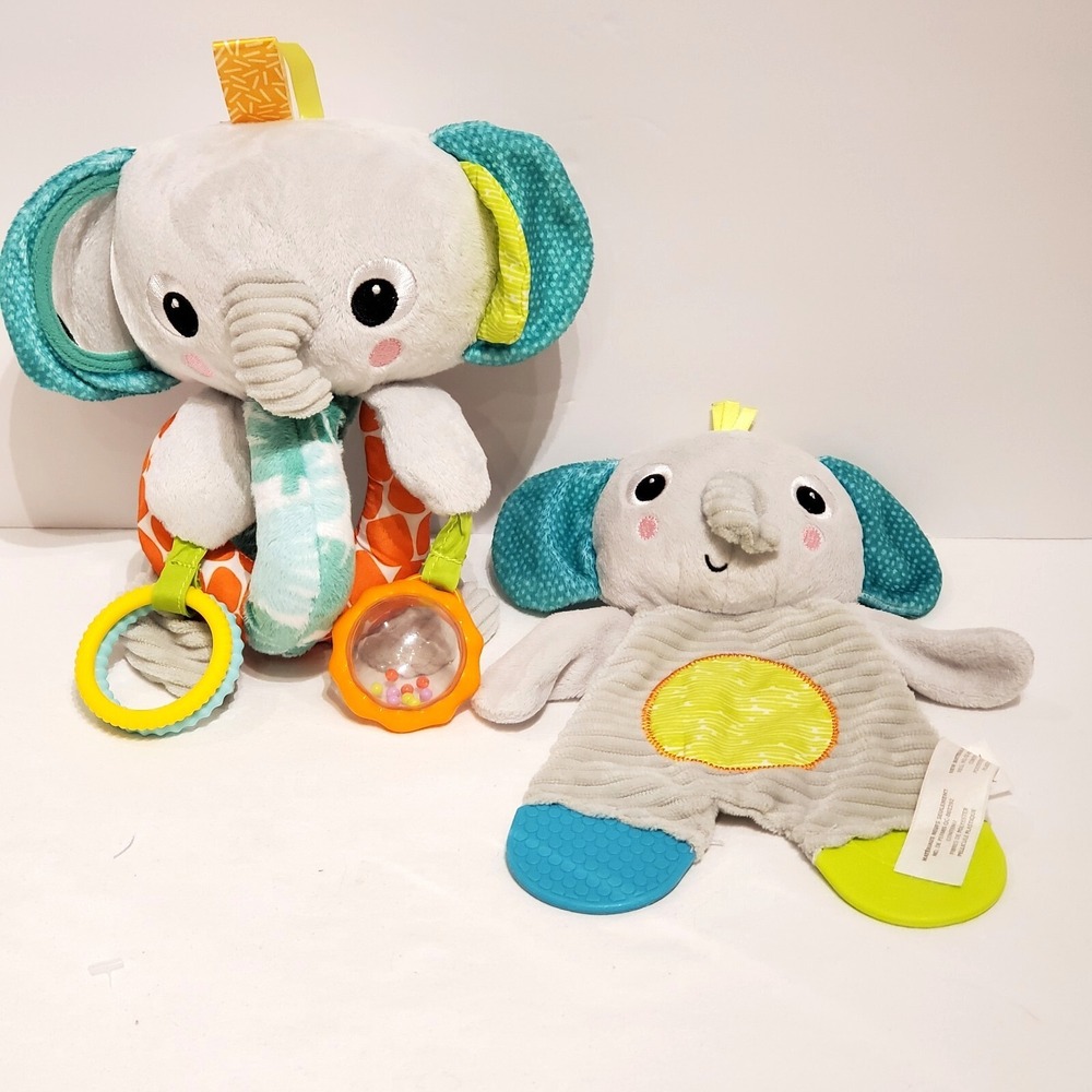Bright Starts Elephant‎ Baby Rattle and Crinkle Teether Set